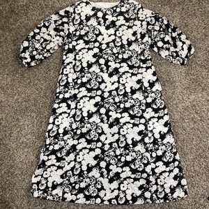 Everlane | Dresses | Everlane The Linen A Line Midi Dress Womens 4 Black  White Floral | Poshmark